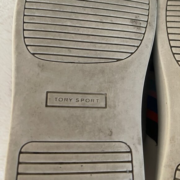 Tory Sport Women's White Leather Ruffle/Striped Sneakers Size: 7.5 - Picture 11 of 13